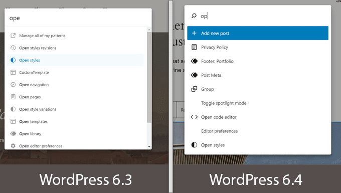 WordPress 命令面板的设计改进