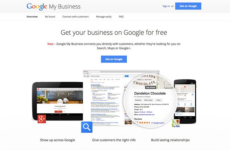 Google My Business 页面