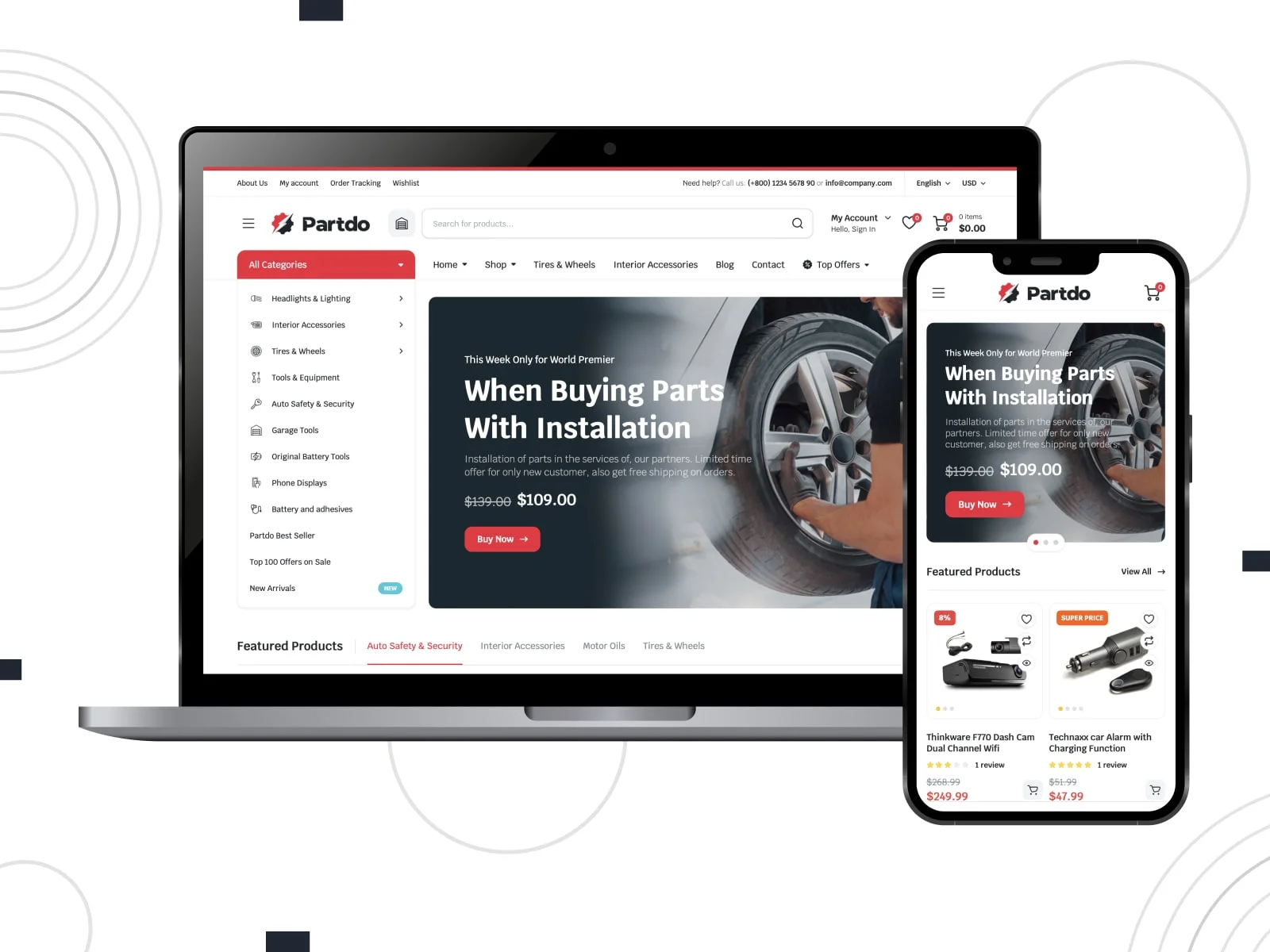 32 款优秀的 elementor woocommerce 主题 18 partdo-car-shop-woocommerce-theme