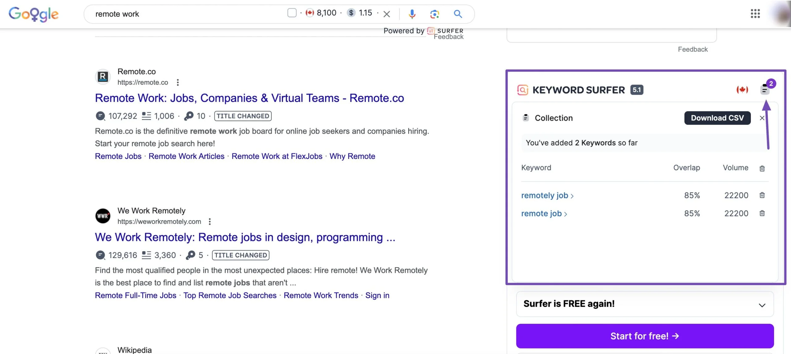7 款最佳免费关键词研究工具 6 keyword surfer