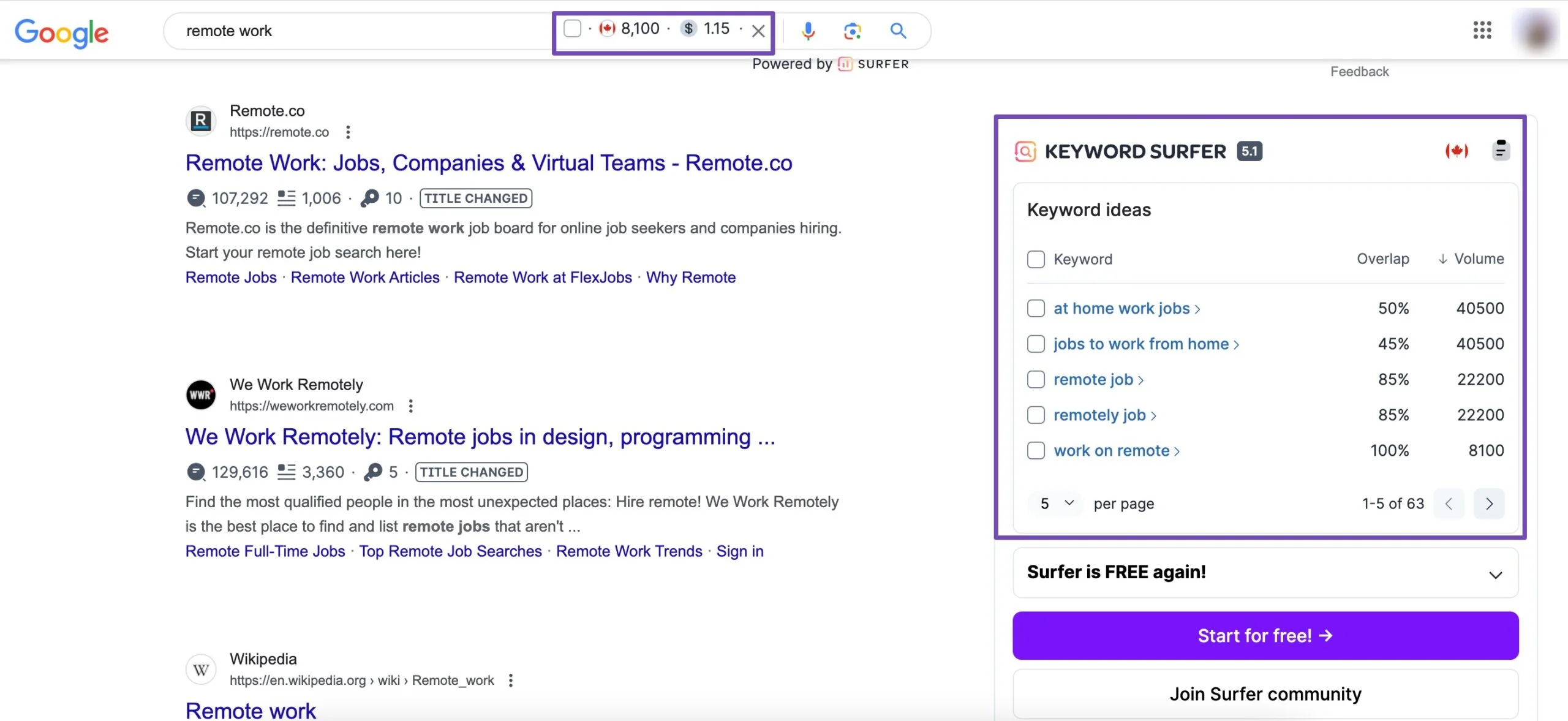 7 款最佳免费关键词研究工具 5 keyword surfer