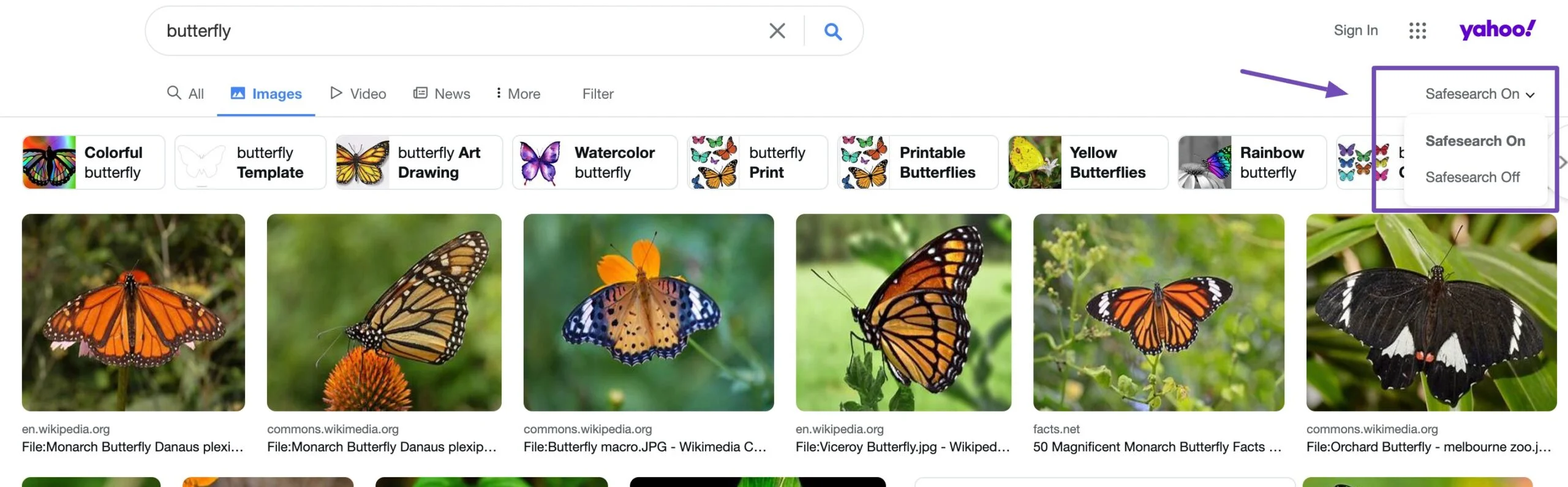 雅虎图像搜索过滤器