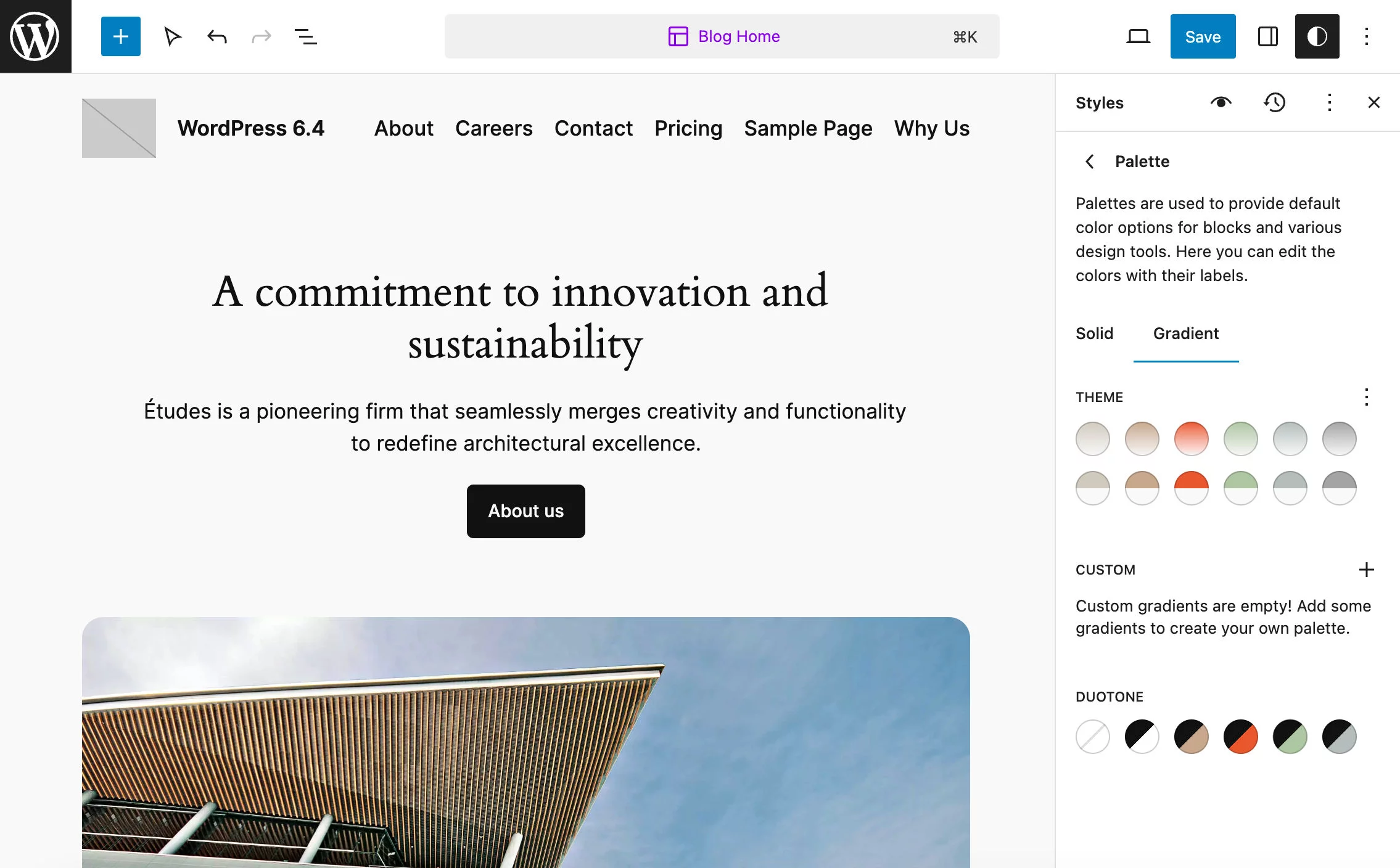 twenty twenty-four 默认渐变和双色调